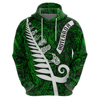 Personalized New Zealand Hoodie Silver Fern and Maori Symbols Papua Shell Green Style LT03 - Polynesian Pride