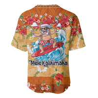 Hawaii Mele Kalikimaka Baseball Jersey Funny Santa Claus Surfing on Tropical Plants - Polynesian Pride