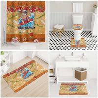 Hawaii Mele Kalikimaka Bathroom Set Funny Santa Claus Surfing on Tropical Plants - Polynesian Pride