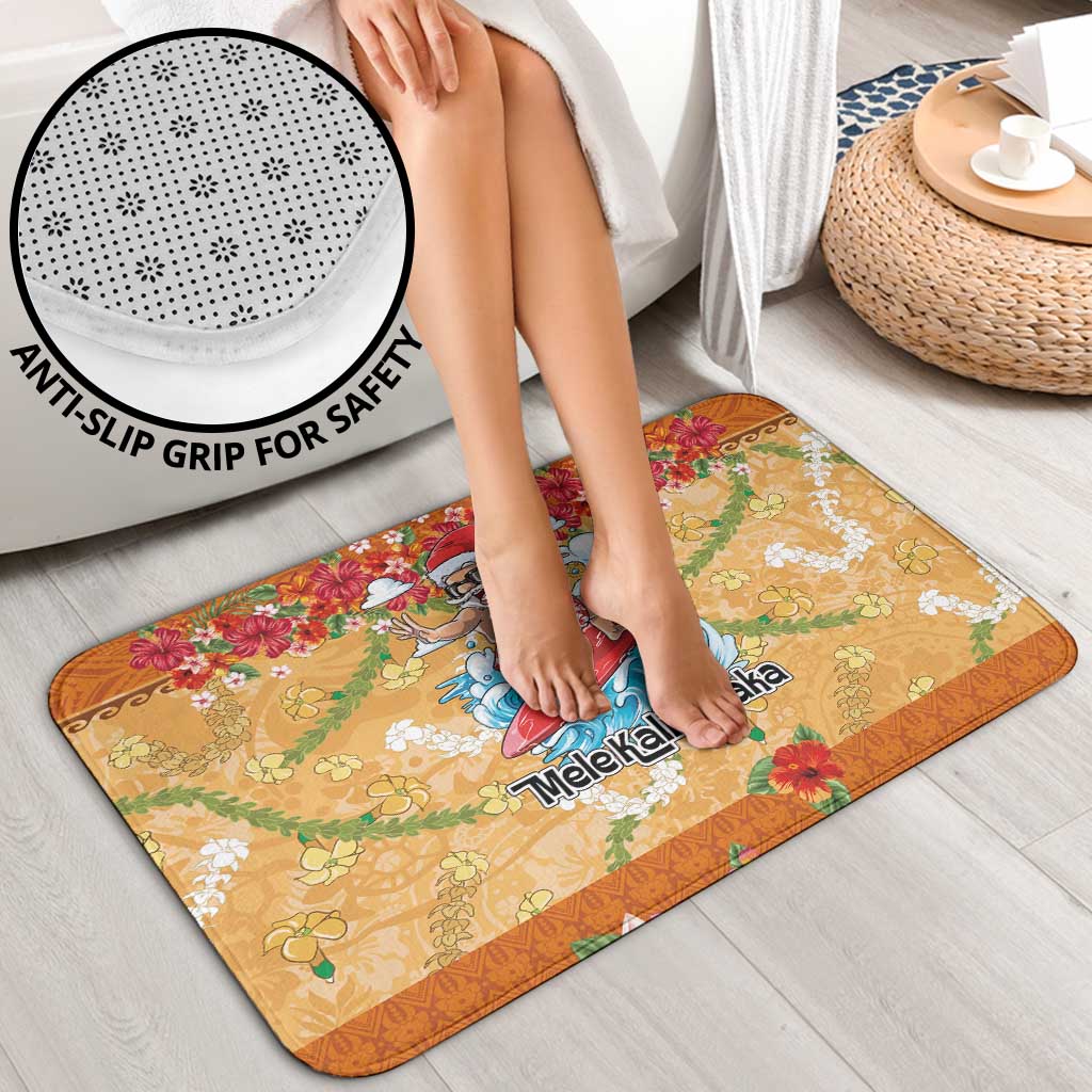 Hawaii Mele Kalikimaka Bathroom Set Funny Santa Claus Surfing on Tropical Plants - Polynesian Pride