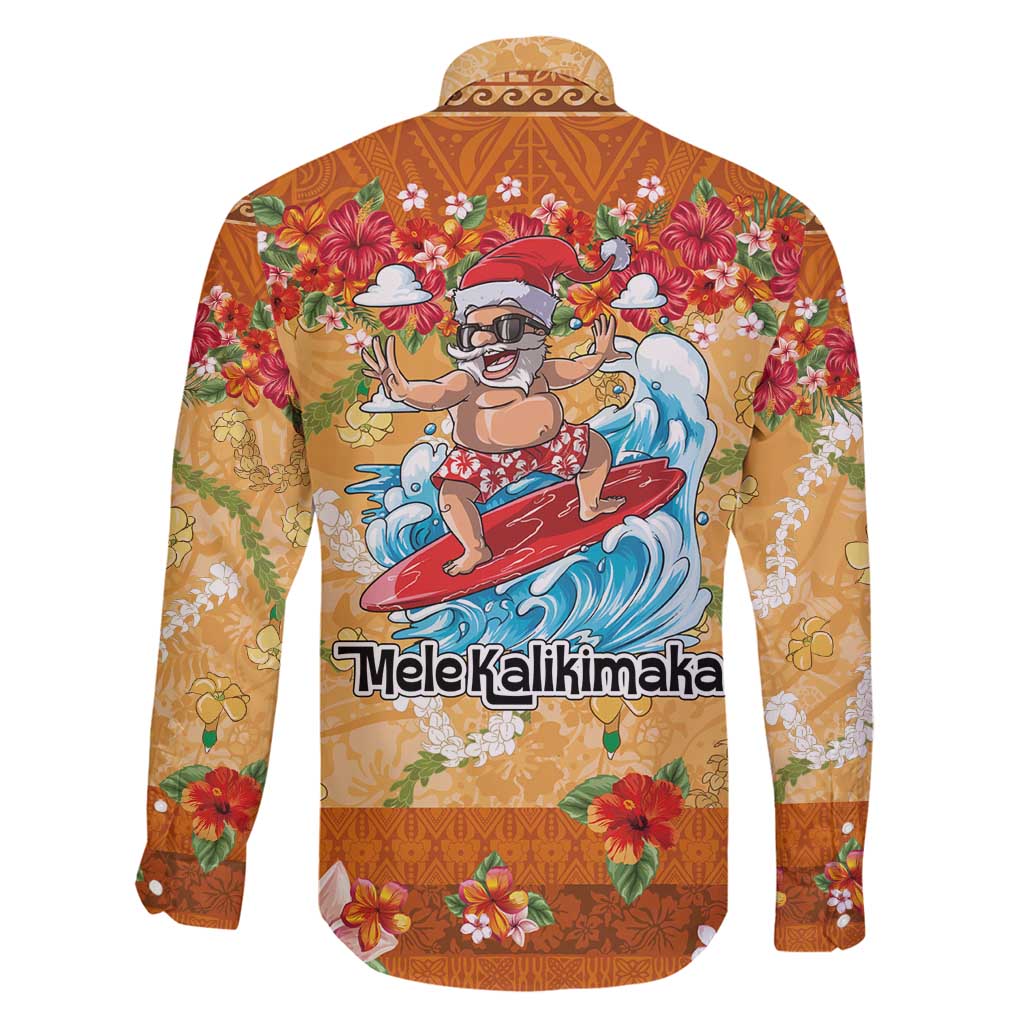 Hawaii Mele Kalikimaka Family Matching Off Shoulder Short Dress and Hawaiian Shirt Funny Santa Claus Surfing on Tropical Plants - Polynesian Pride