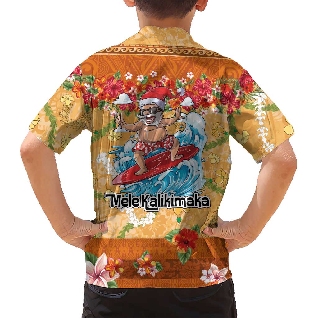 Hawaii Mele Kalikimaka Family Matching Puletasi and Hawaiian Shirt Funny Santa Claus Surfing on Tropical Plants LT03 - Polynesian Pride