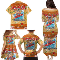 Hawaii Mele Kalikimaka Family Matching Puletasi and Hawaiian Shirt Funny Santa Claus Surfing on Tropical Plants LT03 - Polynesian Pride