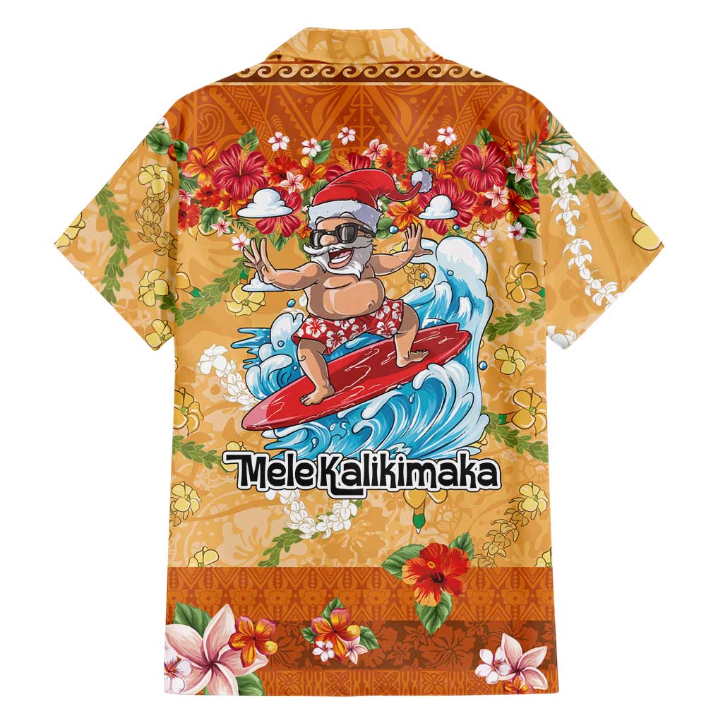 Hawaii Mele Kalikimaka Family Matching Puletasi and Hawaiian Shirt Funny Santa Claus Surfing on Tropical Plants LT03 - Polynesian Pride