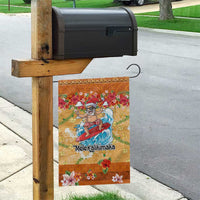 Hawaii Mele Kalikimaka Garden Flag Funny Santa Claus Surfing on Tropical Plants - Polynesian Pride