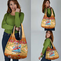 Hawaii Mele Kalikimaka Grocery Bag Funny Santa Claus Surfing on Tropical Plants - Polynesian Pride