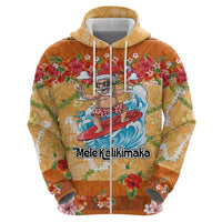 Hawaii Mele Kalikimaka Hoodie Funny Santa Claus Surfing on Tropical Plants - Polynesian Pride