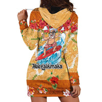 Hawaii Mele Kalikimaka Hoodie Dress Funny Santa Claus Surfing on Tropical Plants - Polynesian Pride