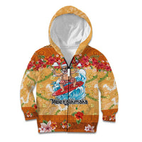Hawaii Mele Kalikimaka Kid Hoodie Funny Santa Claus Surfing on Tropical Plants - Polynesian Pride