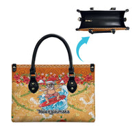 Hawaii Mele Kalikimaka Leather Bag Funny Santa Claus Surfing on Tropical Plants - Polynesian Pride