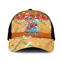 Hawaii Mele Kalikimaka Mesh Trucker Cap Funny Santa Claus Surfing on Tropical Plants - Polynesian Pride