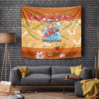 Hawaii Mele Kalikimaka Tapestry Funny Santa Claus Surfing on Tropical Plants - Polynesian Pride