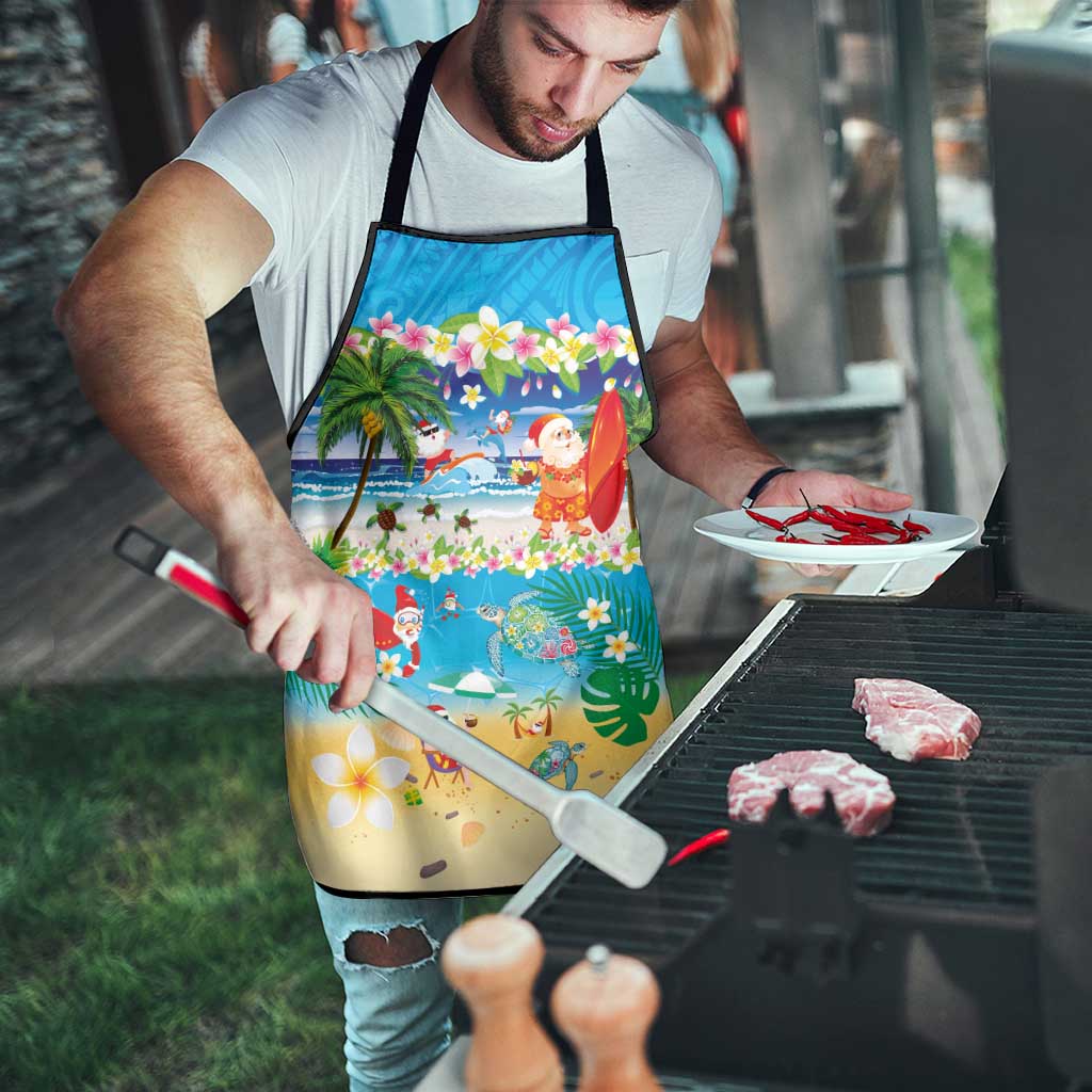 Polynesian Merry Christmas Apron Funny Santa Beach Tropical Plant and Turtle - Polynesian Pride
