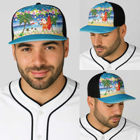 Polynesian Merry Christmas Baseball Net Cap Funny Santa Beach Tropical Plant and Turtle - Polynesian Pride