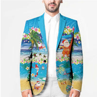 Polynesian Merry Christmas Blazer Funny Santa Beach Tropical Plant and Turtle - Polynesian Pride