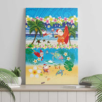 Polynesian Merry Christmas Canvas Wall Art Funny Santa Beach Tropical Plant and Turtle LT03 - Polynesian Pride