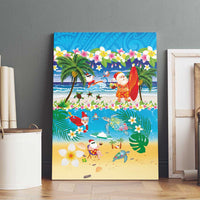 Polynesian Merry Christmas Canvas Wall Art Funny Santa Beach Tropical Plant and Turtle LT03 - Polynesian Pride