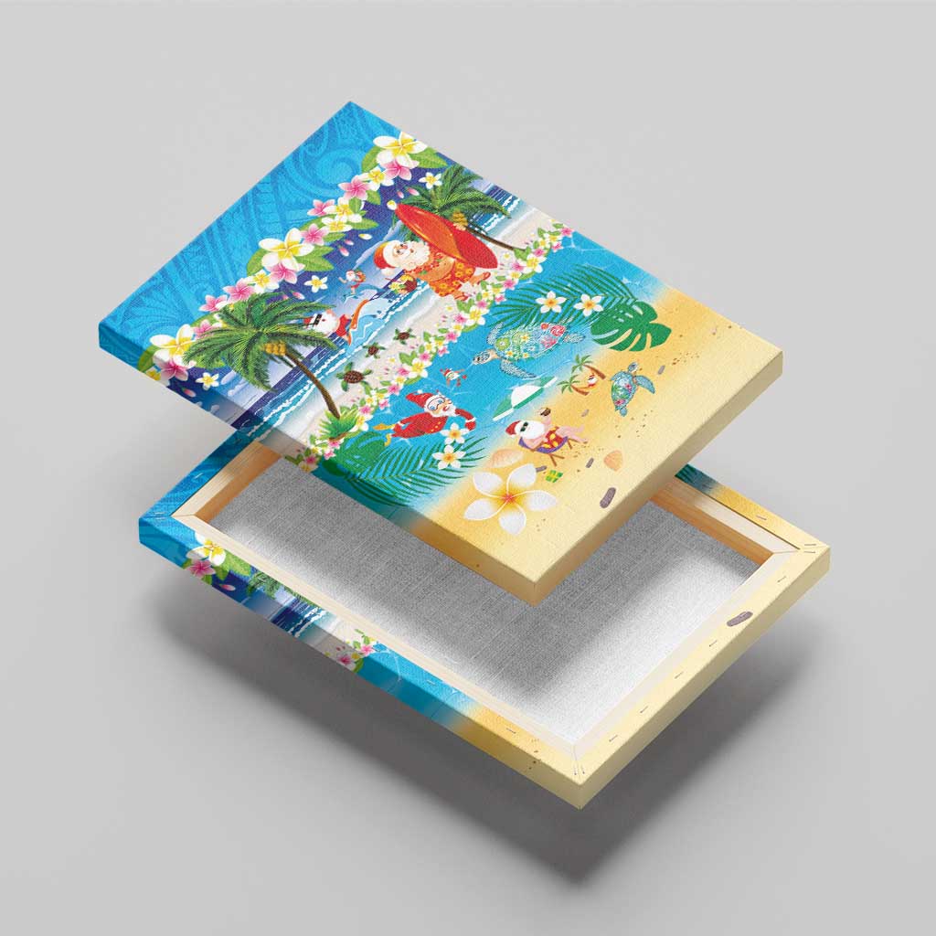 Polynesian Merry Christmas Canvas Wall Art Funny Santa Beach Tropical Plant and Turtle LT03 - Polynesian Pride