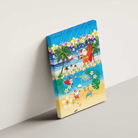 Polynesian Merry Christmas Canvas Wall Art Funny Santa Beach Tropical Plant and Turtle LT03 - Polynesian Pride