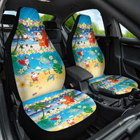 Polynesian Merry Christmas Car Seat Cover Funny Santa Beach Tropical Plant and Turtle - Polynesian Pride
