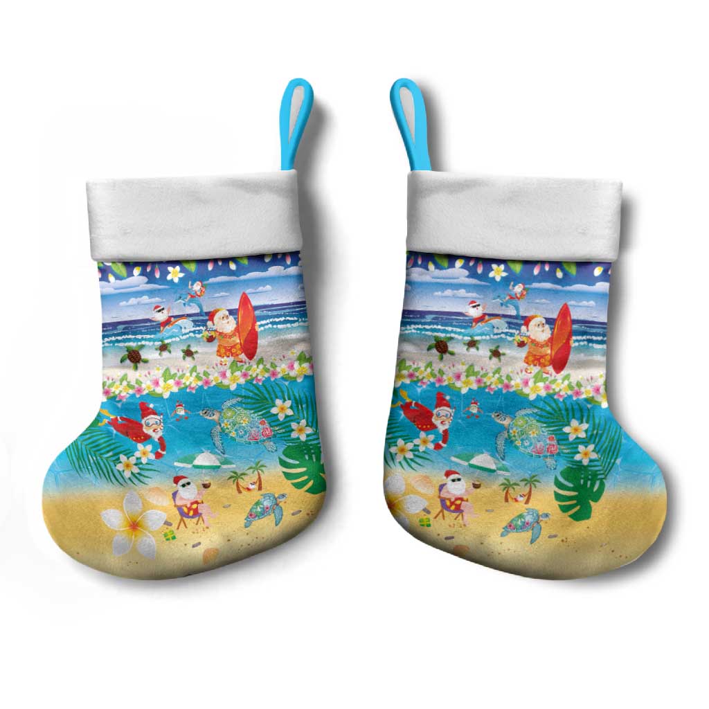 Polynesian Merry Christmas Stocking Funny Santa Beach Tropical Plant and Turtle - Polynesian Pride