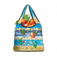 Polynesian Merry Christmas Grocery Bag Funny Santa Beach Tropical Plant and Turtle - Polynesian Pride