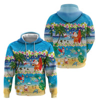 Polynesian Merry Christmas Hoodie Funny Santa Beach Tropical Plant and Turtle - Polynesian Pride