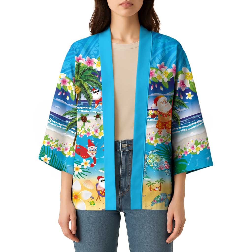 Polynesian Merry Christmas Kimono Funny Santa Beach Tropical Plant and Turtle - Polynesian Pride