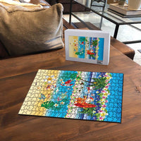 Polynesian Merry Christmas Puzzle Funny Santa Beach Tropical Plant and Turtle - Polynesian Pride