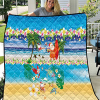 Polynesian Merry Christmas Quilt Funny Santa Beach Tropical Plant and Turtle - Polynesian Pride