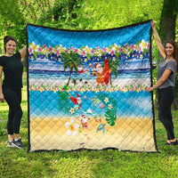Polynesian Merry Christmas Quilt Funny Santa Beach Tropical Plant and Turtle - Polynesian Pride