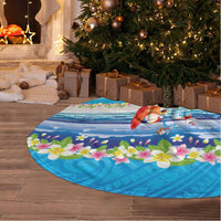 Polynesian Merry Christmas Tree Skirt Funny Santa Beach Tropical Plant and Turtle - Polynesian Pride