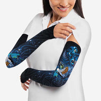 Aotearoa Matariki Arm Sleeves Maori Tribal with Silver Fern and Tui Bird Galaxy Style - Polynesian Pride