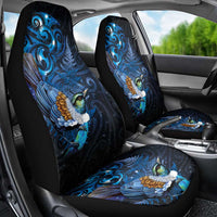Aotearoa Matariki Car Seat Cover Maori Tribal with Silver Fern and Tui Bird Galaxy Style - Polynesian Pride