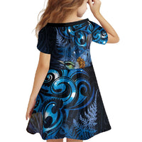 Aotearoa Matariki Family Matching Off Shoulder Maxi Dress and Hawaiian Shirt Maori Tribal with Silver Fern and Tui Bird Galaxy Style - Polynesian Pride