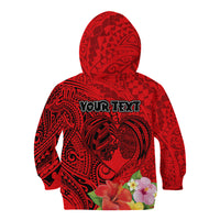 Personalised Hawaii Valentine Day Kid Hoodie Couple Love Heart mix Hibiscus and Polynesian Tattoo LT03 - Polynesian Pride