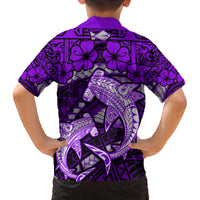 Polynesian Shark Valentine Day Family Matching Off Shoulder Maxi Dress and Hawaiian Shirt Hibiscus and Tribal Tattoo Purple Style LT03 - Polynesian Pride