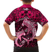 Polynesian Shark Valentine Day Family Matching Tank Maxi Dress and Hawaiian Shirt Hibiscus and Tribal Tattoo Pink Style LT03 - Polynesian Pride