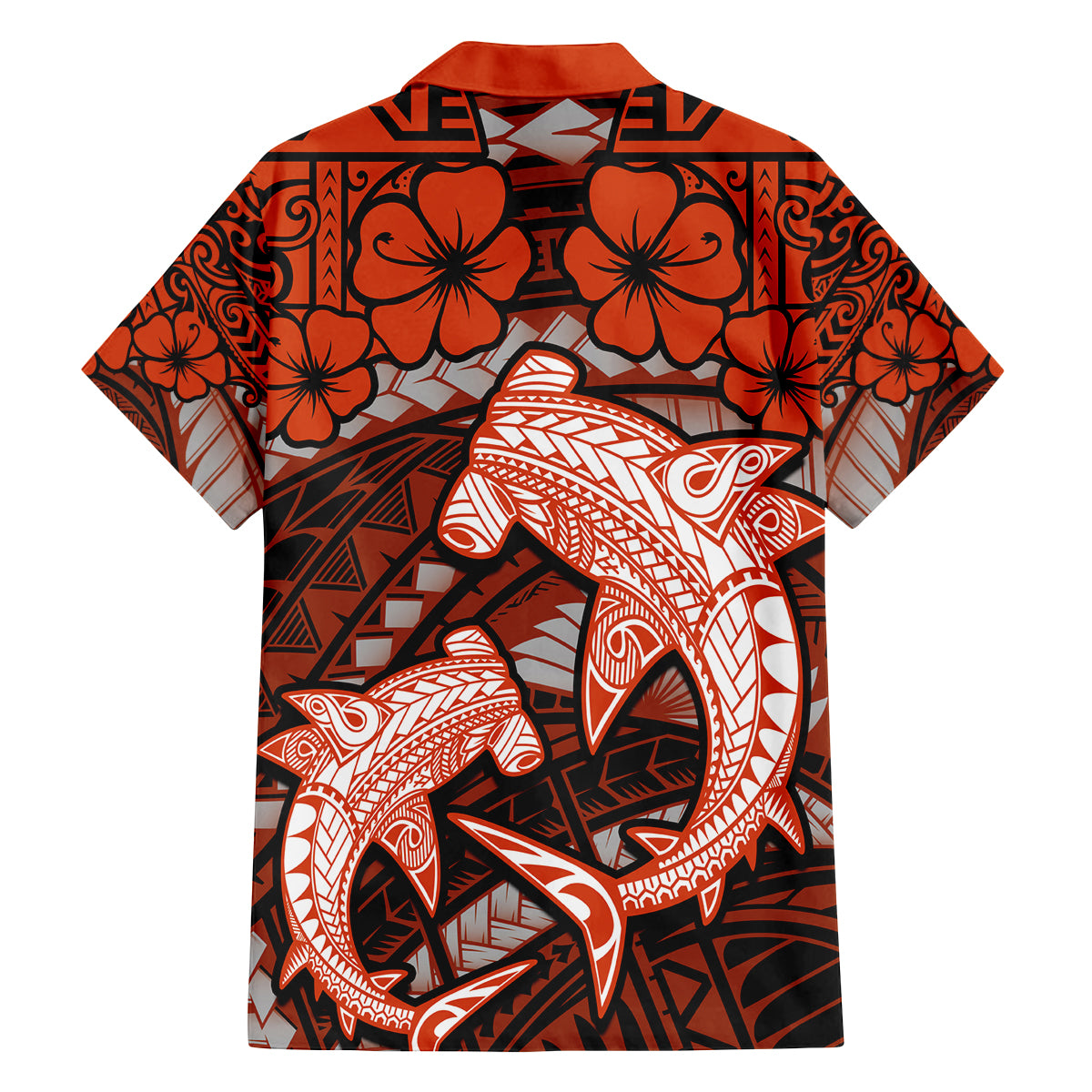 Polynesian Shark Valentine Day Family Matching Off Shoulder Short Dress and Hawaiian Shirt Hibiscus and Tribal Tattoo Orange Style LT03 - Polynesian Pride