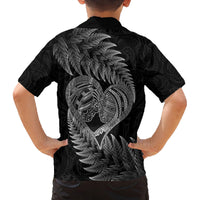 New Zealand Valentine Day Family Matching Off Shoulder Maxi Dress and Hawaiian Shirt Aotearoa Warrior and Woman Love Heart Maori Pattern LT03 - Polynesian Pride