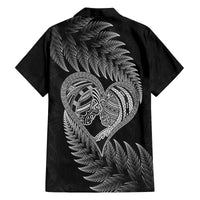 New Zealand Valentine Day Family Matching Off Shoulder Maxi Dress and Hawaiian Shirt Aotearoa Warrior and Woman Love Heart Maori Pattern LT03 - Polynesian Pride