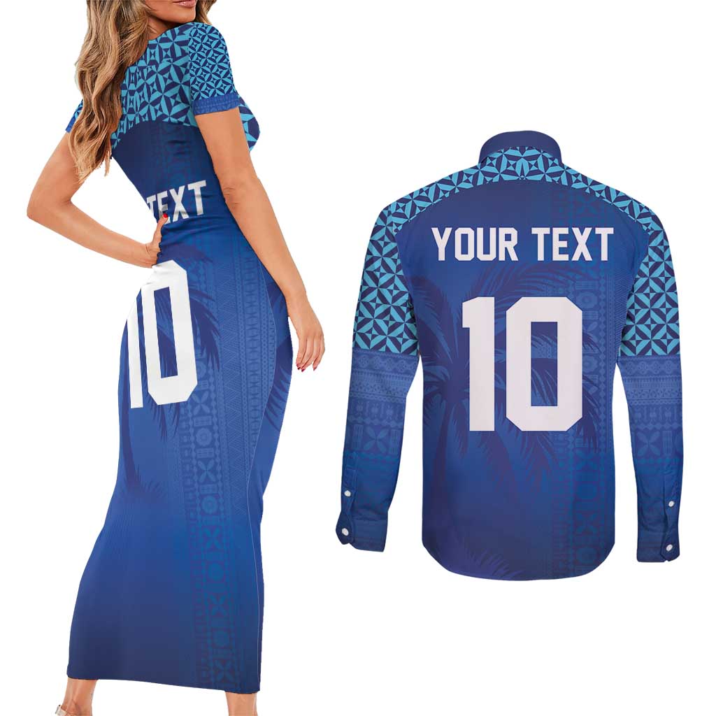 Custom Fiji Football-Towards World Cup 2026 Couples Matching Short Sleeve Bodycon Dress and Long Sleeve Button Shirt