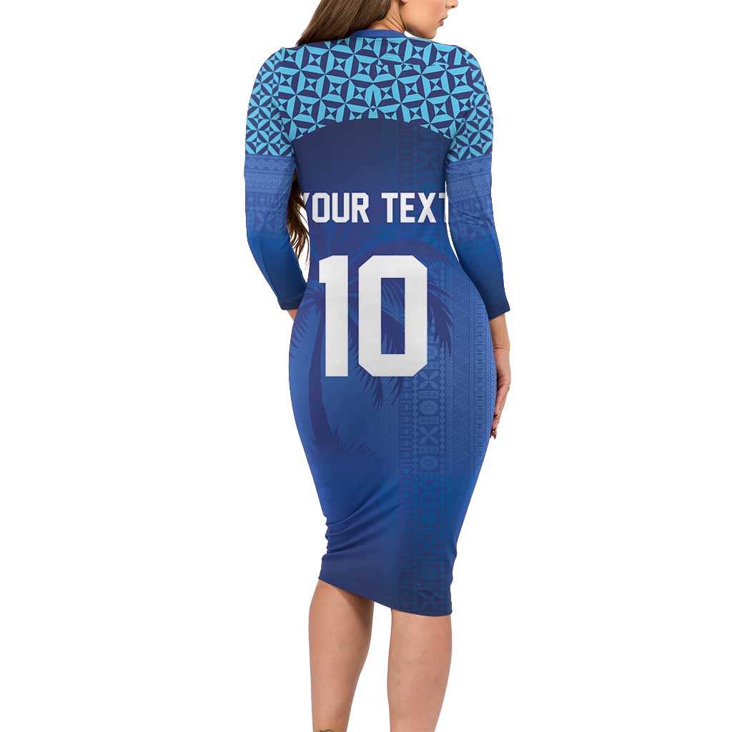 Custom Fiji Football-Towards World Cup 2026 Family Matching Long Sleeve Bodycon Dress and Hawaiian Shirt