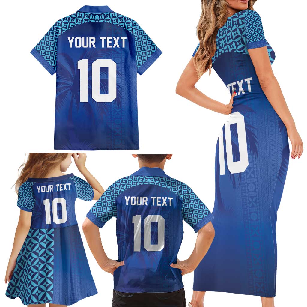 Custom Fiji Football-Towards World Cup 2026 Family Matching Short Sleeve Bodycon Dress and Hawaiian Shirt