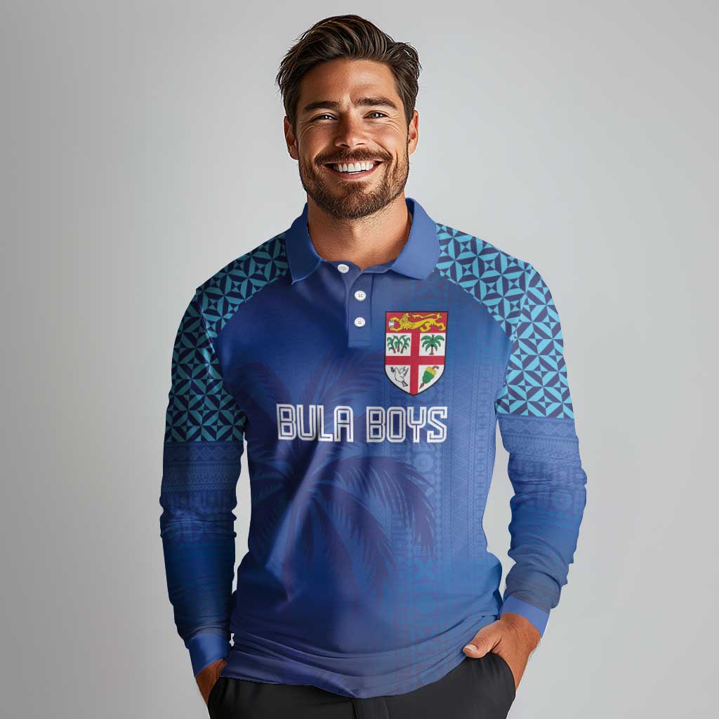 Custom Fiji Football-Towards World Cup 2026 Long Sleeve Polo Shirt