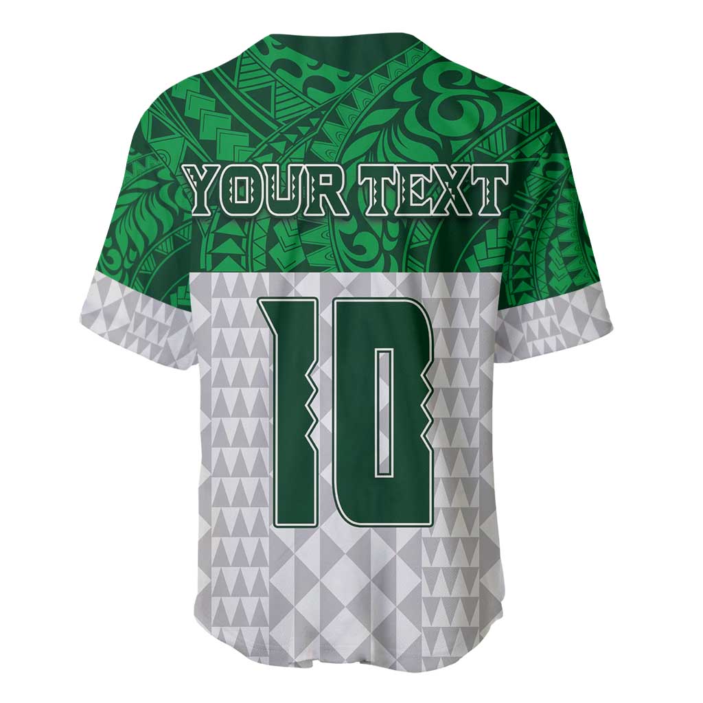Custom Hawaii Volleyball-Kakau Motif Green Color Baseball Jersey