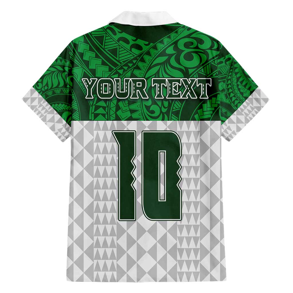 Custom Hawaii Volleyball-Kakau Motif Green Color Family Matching Long Sleeve Bodycon Dress and Hawaiian Shirt