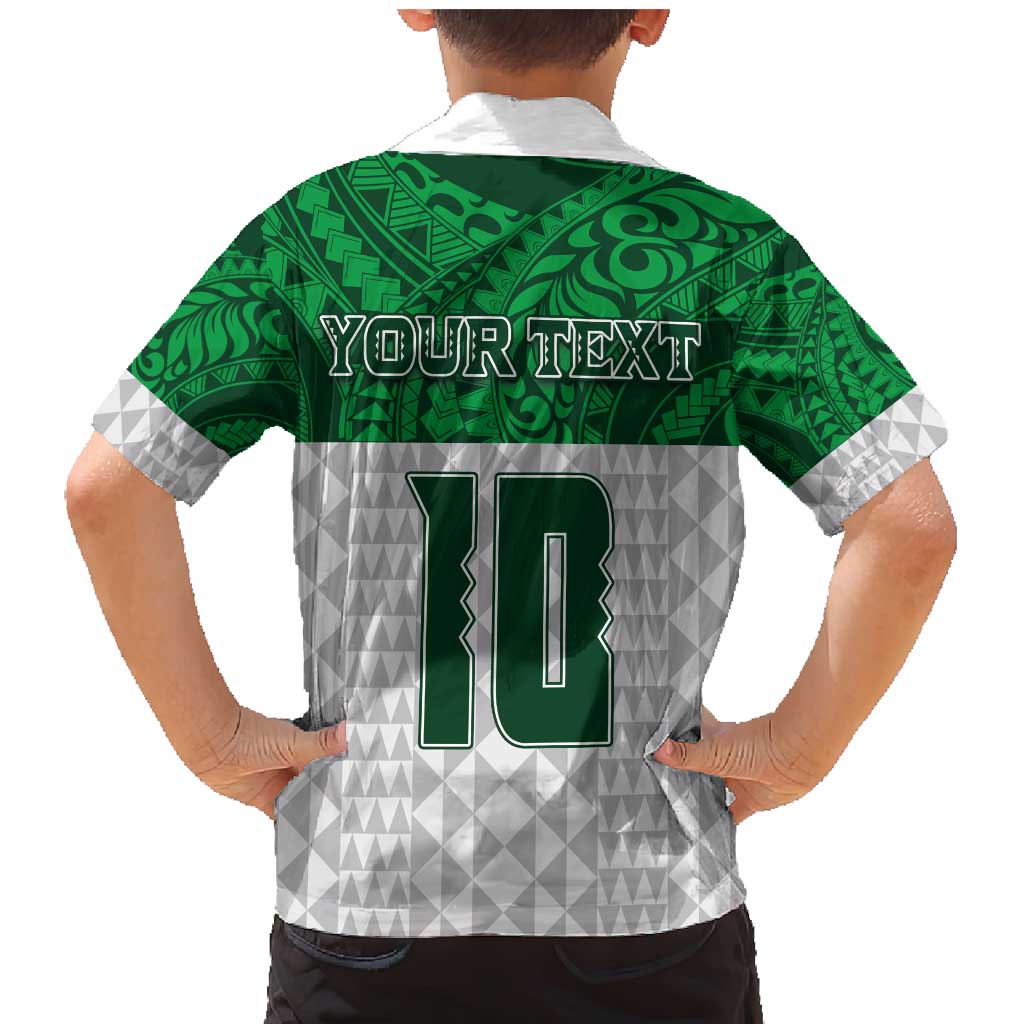 Custom Hawaii Volleyball-Kakau Motif Green Color Family Matching Mermaid Dress and Hawaiian Shirt