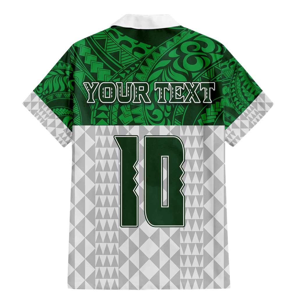 Custom Hawaii Volleyball-Kakau Motif Green Color Family Matching Mermaid Dress and Hawaiian Shirt