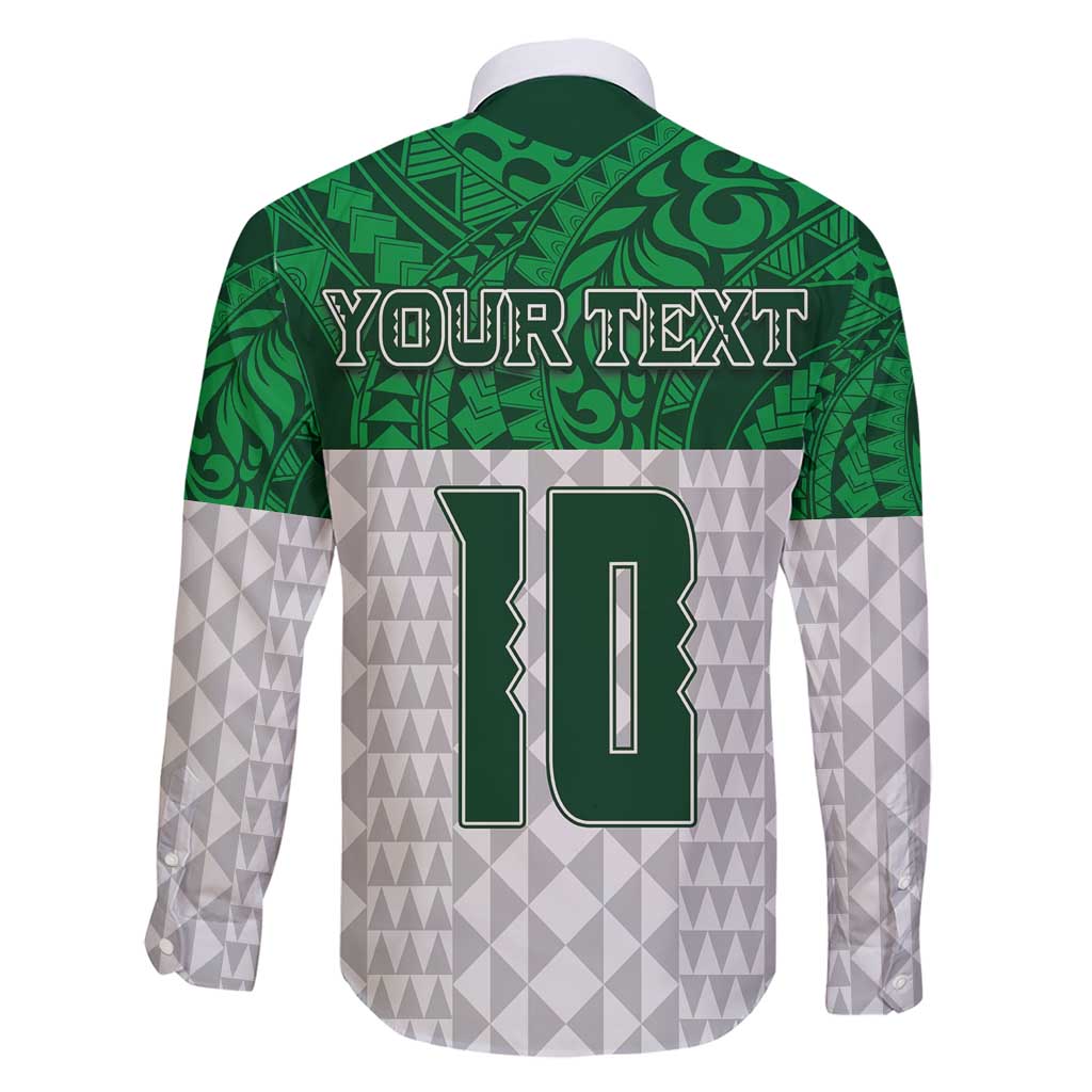 Custom Hawaii Volleyball-Kakau Motif Green Color Family Matching Short Sleeve Bodycon Dress and Hawaiian Shirt